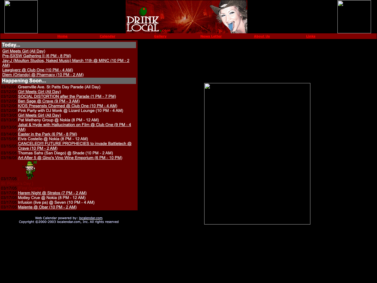 DrinkLocal.com events calendar, March 2005 — Deep Ellum shows, SXSW listings, Social Distortion